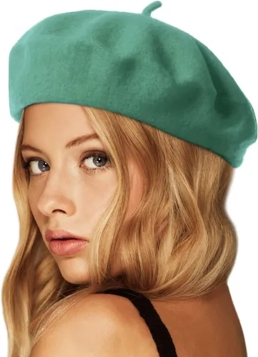 Vista 27 de Wheebo Boina de lana, color sólido, estilo francés, gorro cálido de invierno para mujeres y niñas Albaricoque