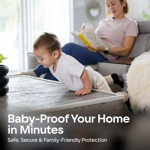 Vista 2 de Protector de borde prémium de 12 pies para bebé, cojín de espuma inodoro con cinta adhesiva fuerte, no tóxico para esquinas y bordes a prueba