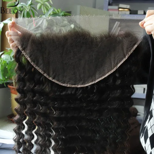 Vista 15 de BEEOS Frontal de Encaje HD de 13 x 4 pulgadas Solamente, cabello humano virgen lacio de color rubio 613, línea de cabello prearrancado de 0.10mm