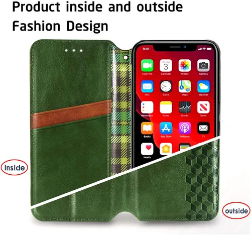 Vista 3 de Funda compatible con Xiaomi Poco X3 GT, compatible con Redmi Note 10 Pro (China) 5G con cierre magnético con soporte para tarjetas, color verde