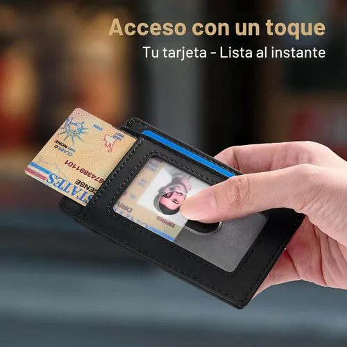 Vista 8 de Travelambo Billetera delgada con bolsillo delantero y clip para el dinero con bloqueo de identificación por radiofrecuencia, talla única
