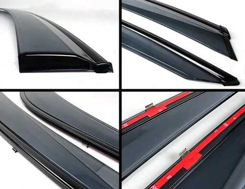 Vista 2 de Visera protectora contra la lluvia con borde negro, adhesiva, tintada con humo, compatible con Honda Civic 4 puertas, Sedán, 2016-2021