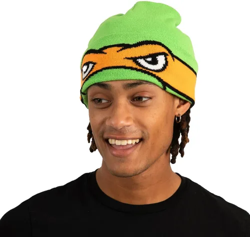 Vista 6 de Bioworld TMNT Rolldown Mikey - Gorro de malla para adultos, color verde, Verde