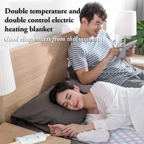 Vista 3 de Manta eléctrica de doble temperatura, doble control, manta térmica de apagado automático con 3 niveles de calefacción, manta eléctrica