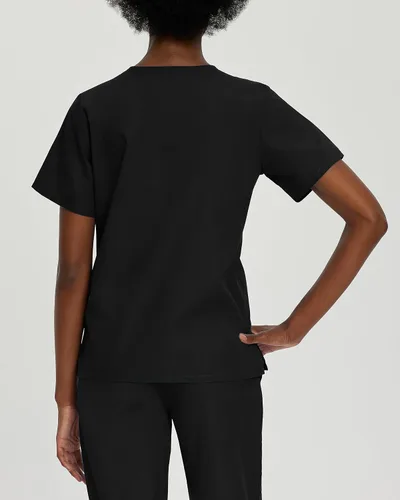 Vista 3 de Landau Essentials Relaxed Fit 4-Pocket V-Neck Scrub Top for Women 8219