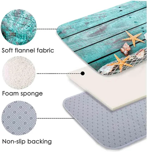 Vista 3 de LYFANS Alfombras de baño de espuma de esponja absorbente suave para baño y cocina (30 x 17 pulgadas), tapete de franela antideslizante brillante