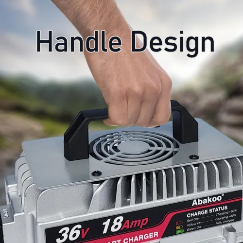 Vista 5 de Cargador de batería de carrito de golf de 36V 18A con conector estilo Crowsfoot enchufe de pie de cuervos, impermeable IP67