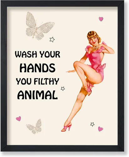 Vista 74 de Poster Master Pin Up Girl Poster - Better Late Than Ugly Print - Butterfly Art - Modern Art - Trendy Art - Gift for Men & Women - Funny Decor for
