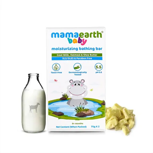 Vista 7 de MAMAEARTH Barra de baño para bebés con leche de cabra, avena y manteca de karité, 2 x 2.65 oz Formulado con leche de cabra, avena y manteca