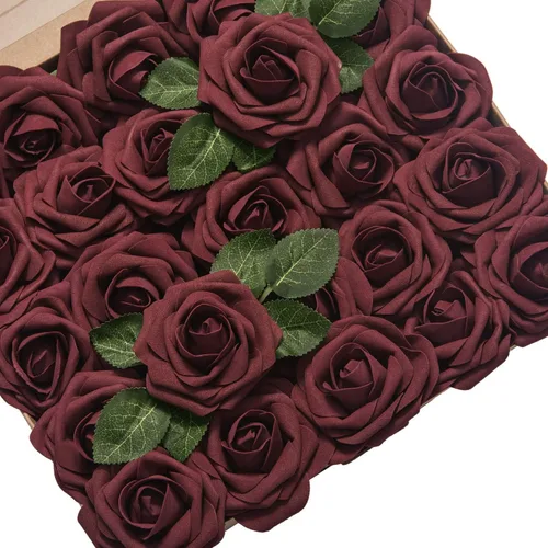 Vista 10 de Ling's Moment - Rosas artificiales de espuma, color negro, de aspecto realista con tallo, para bricolaje, decoración de Halloween, ramos de boda