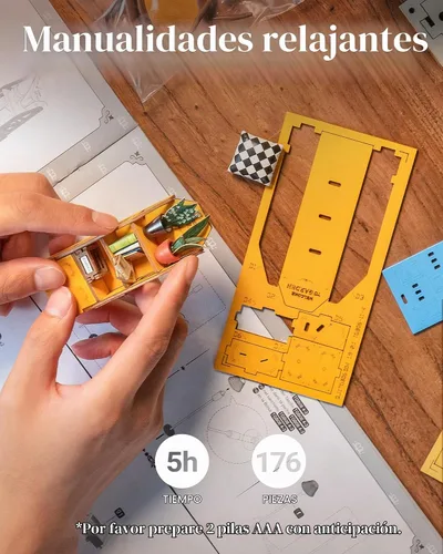 Vista 5 de Rolife - Kit de rincón de libro, rompecabezas de madera 3D a presión para adultos