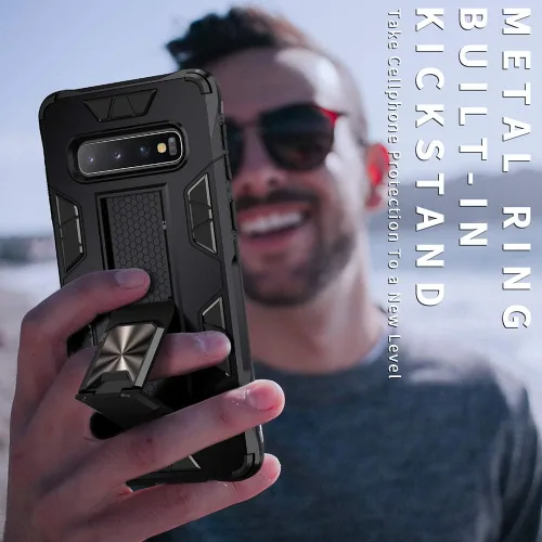 Vista 8 de Dionsibei Funda para Samsung Galaxy S10 Plus de grado militar con función atril incorporada, funda protectora resistente a prueba de golpes