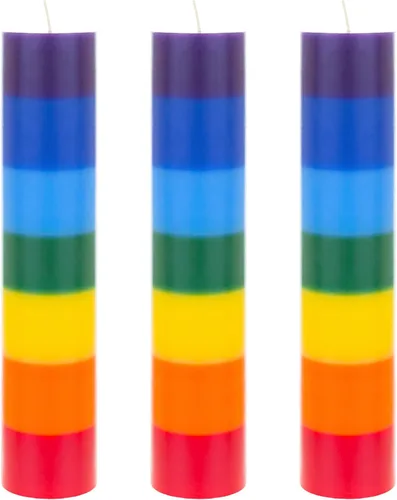 Vista 9 de Mega Candles 1 vela de oración devocional de cristal de chakra multicolor sin perfume, vertida a mano, vela de cera de alta calidad de 2 x 8