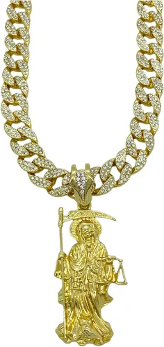 Vista 4 de Shiny Jewelers USA CAJA DE COLGANTE CUBANA CUBANA CUBANA PARA HOMBRE SANTA MUERTE NUESTRA SEÑORA DE LA SANTA MUERTE