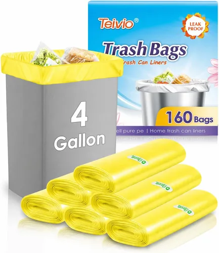 Vista 13 de Bolsas de basura fuertes de 1.2 galones, 220 unidades, bolsas de basura para baño, bolsas de plástico pequeñas para la oficina en casa, cocina, se