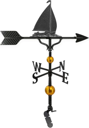 Vista 8 de Montague Metal Products Veleta de 32 pulgadas con adorno de velero dorado Oro