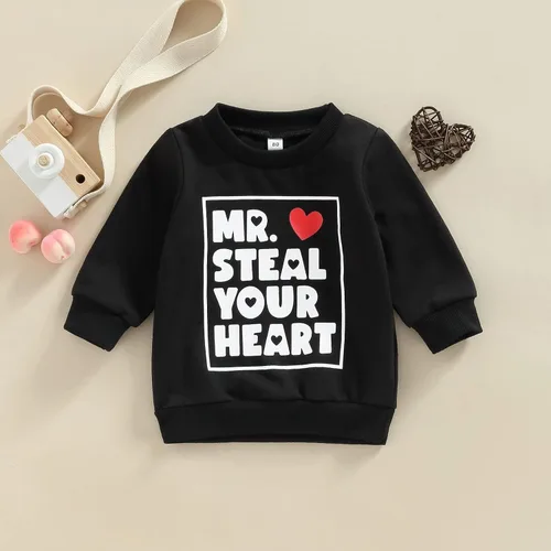 Vista 3 de Eadrioss Sudadera con cuello redondo de chenilla para bebé niño y niña, para San Valentín, para el día de San Valentín