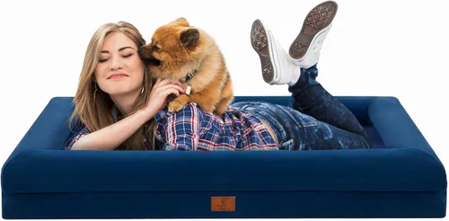 Vista 28 de Cama ortopédica grande para perros, cama impermeable para perros con funda extraíble, sofá suave para mascotas con 4 lados extraíbles y base