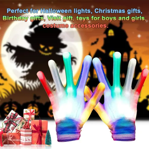 Vista 2 de Juguetes para adolescentes y niñas, guantes LED intermitentes, regalos novedosos para niños, los mejores regalos para niños de 6 a 15 años de edad