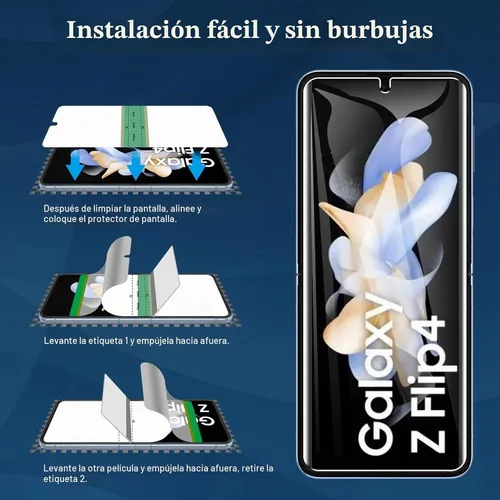 Vista 7 de Paquete de 6 protectores de pantalla para Samsung Galaxy Z Flip 4, protector de pantalla interno flexible EPU y protector de lente de cámara