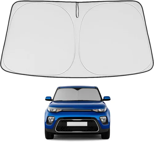 Vista 214 de Proadsy Parasol para parabrisas Rivian R1S 2022-2025 2026 de 4 capas plegable, protector de parasol frontal que bloquea los rayos UV, mantiene