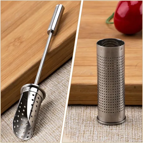 Vista 6 de Kichvoe Tubo infusor de colador de té de metal para té suelto, filtro de cocina reutilizable para elaborar cerveza, práctico difusor de malla fina