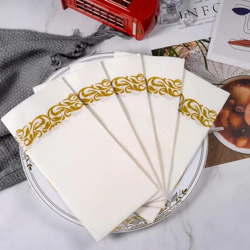 Vista 4 de Toalla desechable para invitados, servilletas de cena, toallas de mano, servilletas de papel desechables para cena formal, aniversario, boda, fiesta