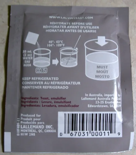 Vista 9 de LEVADURA DE VINO EC-1118 17.64 oz PAQUETE A GRANEL PARA FERMENTACIONES ALTAS EN ALCOHOL
