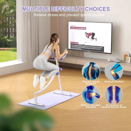 Vista 5 de Home Gym Systems Ab Machine, Ab Workout Equipment, Adjustable Ab Trainer Machine for Abs Workout at Home Gym, Foldable, Knee Protection, Abdominal
