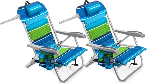 Vista 11 de Homevative XL Cooler+ - Silla de playa plegable tipo mochila, sol, paquete sunshine