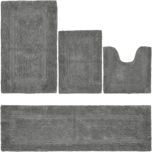 Vista 61 de Better Trends Juego de 4 alfombras de baño de lujo, 100% algodón, suaves, absorbentes de agua, reversibles, lavables a máquina, para decoración
