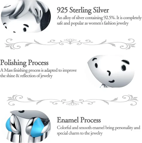 Vista 4 de dazlily Little Boy I Love Shopping Charm 925 Sterling Silver Charms fits Bracelets Necklaces Valentines Day Gift Birthday Gift Jewelry for Women