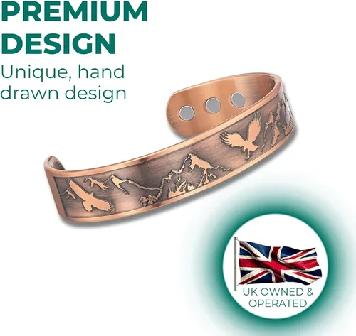 Vista 3 de Willis Judd Pulsera magnética de cobre puro para hombre, Cobre, Sin gemas.