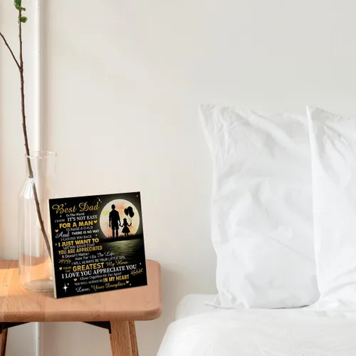 Vista 6 de Letrero de madera con texto en inglés «Best Dad» para papá de parte de la hija, regalos de agradecimiento para cumpleaños, Día del Padre, placa