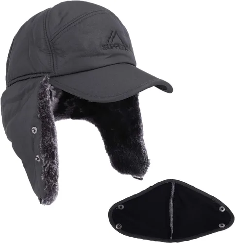 Vista 5 de Gorro de piel sintética con visera resistente al viento para esquí, pasamontañas, para hombre y mujer