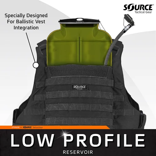 Vista 7 de Source Tactical ILPS - Vejiga ancha de perfil bajo de 3 litros, para integración con chaleco balístico, válvula para beber tormenta de alto flujo