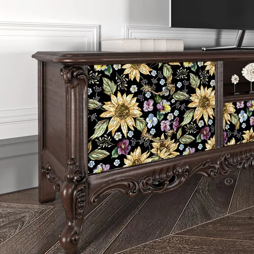 Vista 3 de ReWallpaper Papel tapiz floral para despegar y pegar, estilo vintage, papel de pared prepegado para gabinetes, papel tapiz extraíble de flores