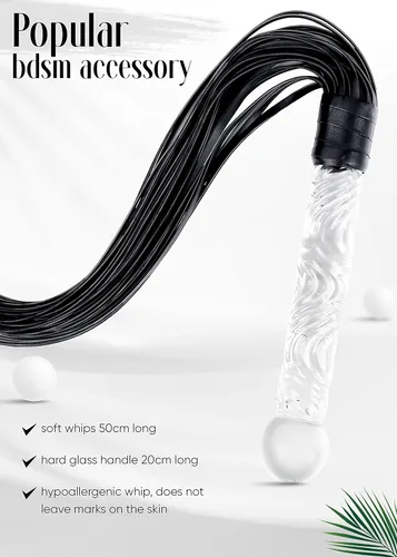 Vista 3 de BDSM Flogger Juguete sexual para adultos, consolador de vidrio, juguete anal, consolador, masturbación, azotar, cosplay, sadomasoquismo látigo