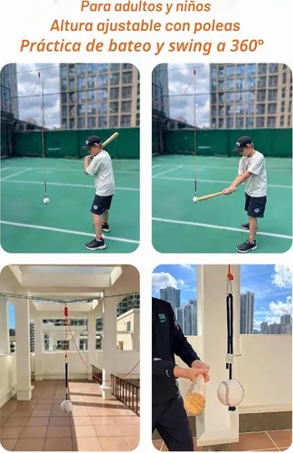 Vista 3 de Swing Trainer with Pulley-Height Adjustable with 13ft Rope Practice Aid,Improve Batting & Develop Muscle Memory Training Tools for Béisbol