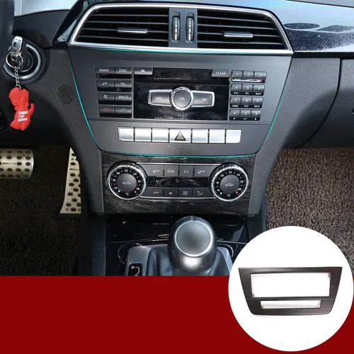Vista 10 de YIWANG Marco de panel de CD de consola central de coche ABS cromado para Mercedes Benz Clase C W204 2011-2013 (grano de madera negro)