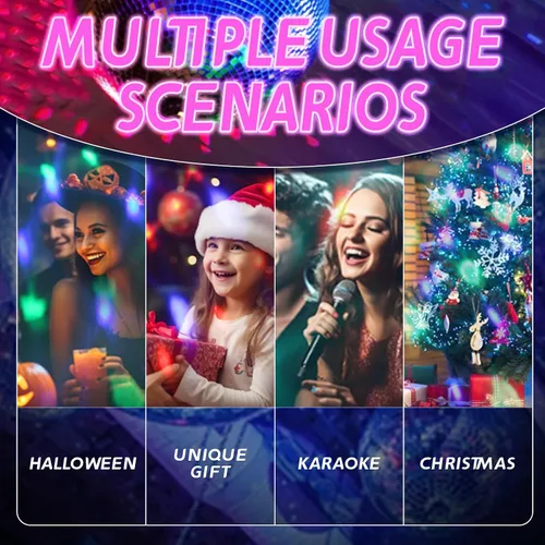 Vista 5 de Luz de bola de discoteca - Decoración de discoteca para fiestas, Halloween y Navidad (bola de espejo de 3 pulgadas)