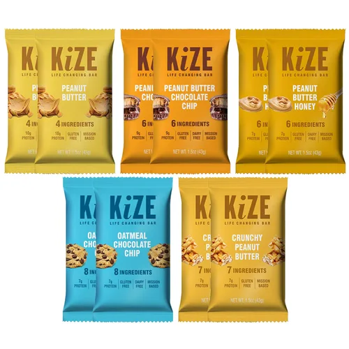 Vista 19 de KiZE Energy Bars - Barras energéticas de reemplazo de comidas con alto contenido de proteínas, a base de mantequilla de almendras, sin gluten, sin