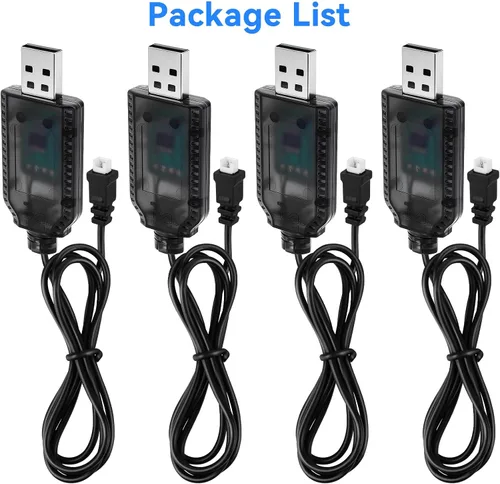 Vista 9 de Paquete de 4 cables de carga USB de 3.7 V con conector de enchufe JST 1.25 para batería Lipo 1S de placa de desarrollo, LoRa Meshmastic Arduino IoT