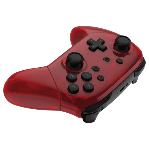 Vista 7 de eXtremeRate Manijas de placa trasera octogonal de color rojo transparente para Nintendo Switch Pro Controller - Controlador no incluido
