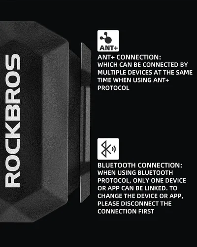 Vista 5 de ROCKBROS Ordenador de bicicleta inalámbrico Ciclismo Computadoras ANT+ Bluetooth bicicleta velocímetro odómetro bicicleta con sensor de cadencia