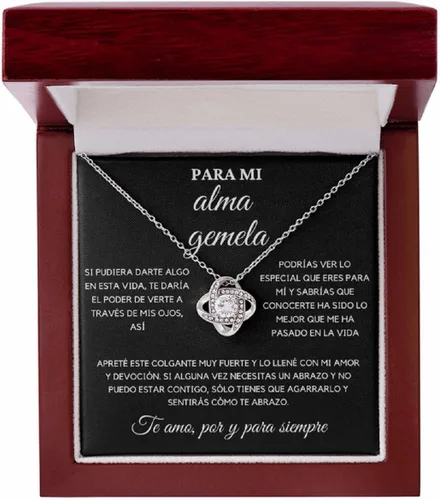 Vista 3 de Collar Para Mi Alma Gemela En Espanol - Detalles Para Novio, Birthday Gifts Mother In Law, Bestfriend Crown Rings For 2, Cadena De Oro Para Hombre
