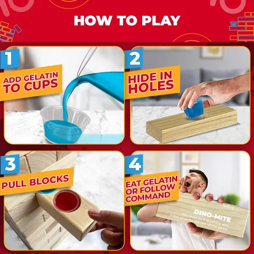 Vista 2 de SWOOC Games – Juego de fiesta de torre gigante con chupitos de gelatina ocultos – Incluye vasos desechables, tapas y estuche de transporte – Se