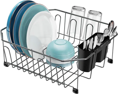 Vista 15 de GSlife Escurridor de platos pequeño en el fregadero, escurridor de platos compacto para fregadero de cocina y apartamento, resistente a