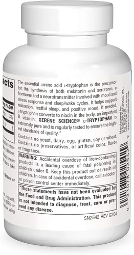 Vista 2 de Source Naturals Serene Science L-triptófano 500 mg - 60 Cápsulas