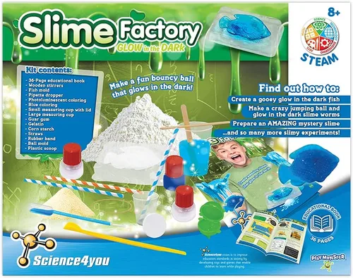 Vista 4 de PlayMonster Science4you - Slime Factory - Crea slime que brilla en la oscuridad - Actividad divertida y educativa para niños a partir de 8 años